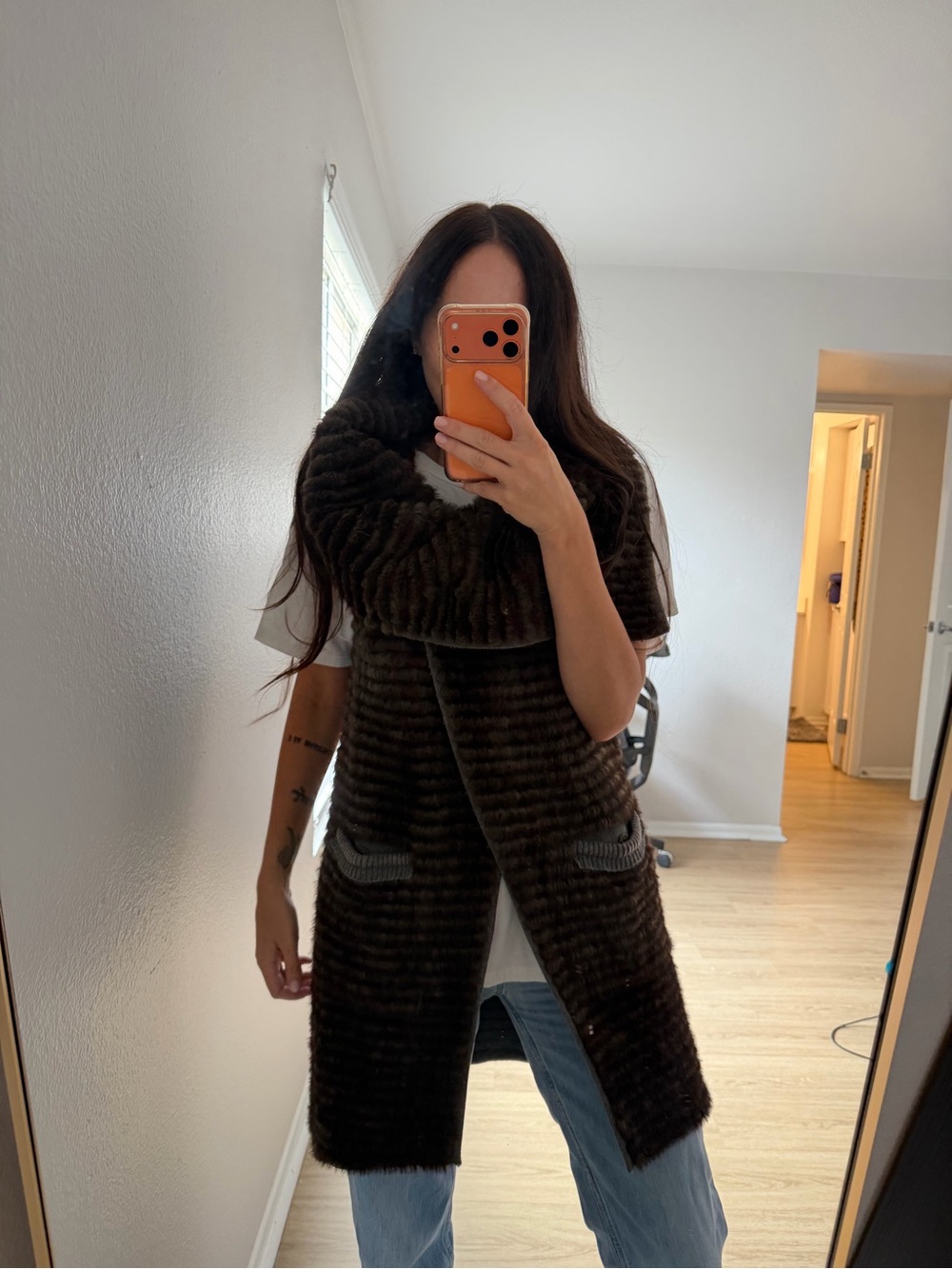 Dark Brown Genuine Mink Fur Vest โ Luxurious & Elegant